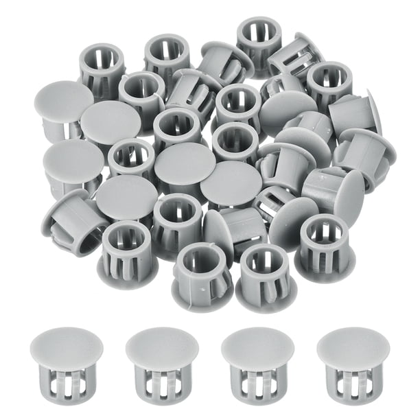 Uxcell 64Pcs 10mm Tapones de agujero redondos de nylon plástico gris claro