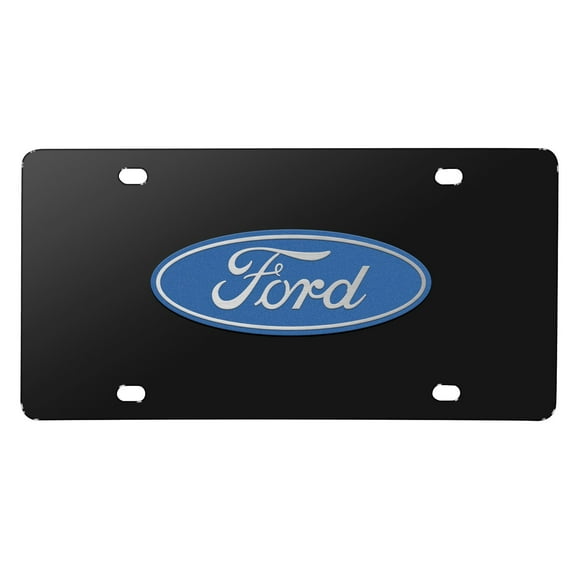 Ford Logo 3D Black Stainless Steel License Plate
