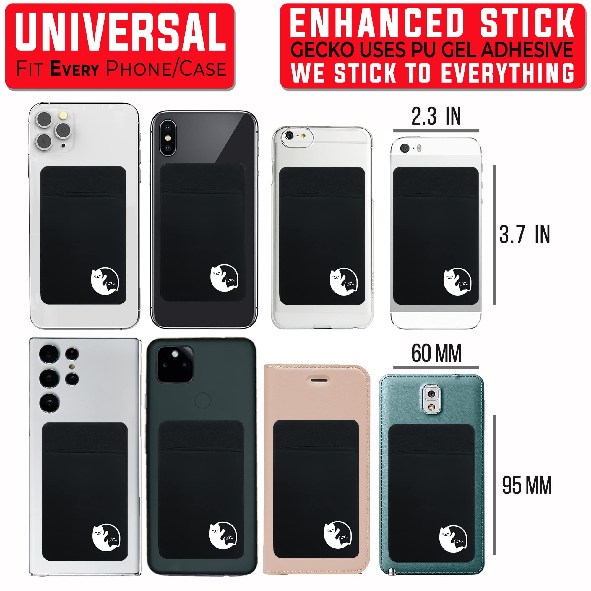 Cat Phone Holder Gecko Adhesive Phone Wallet for Phone Case Stick on Card  Holder for Phone Card Sticker - Cat Cell Phone Cat Mobile Phone Cat - Phone  Stand & Screen Cleaner