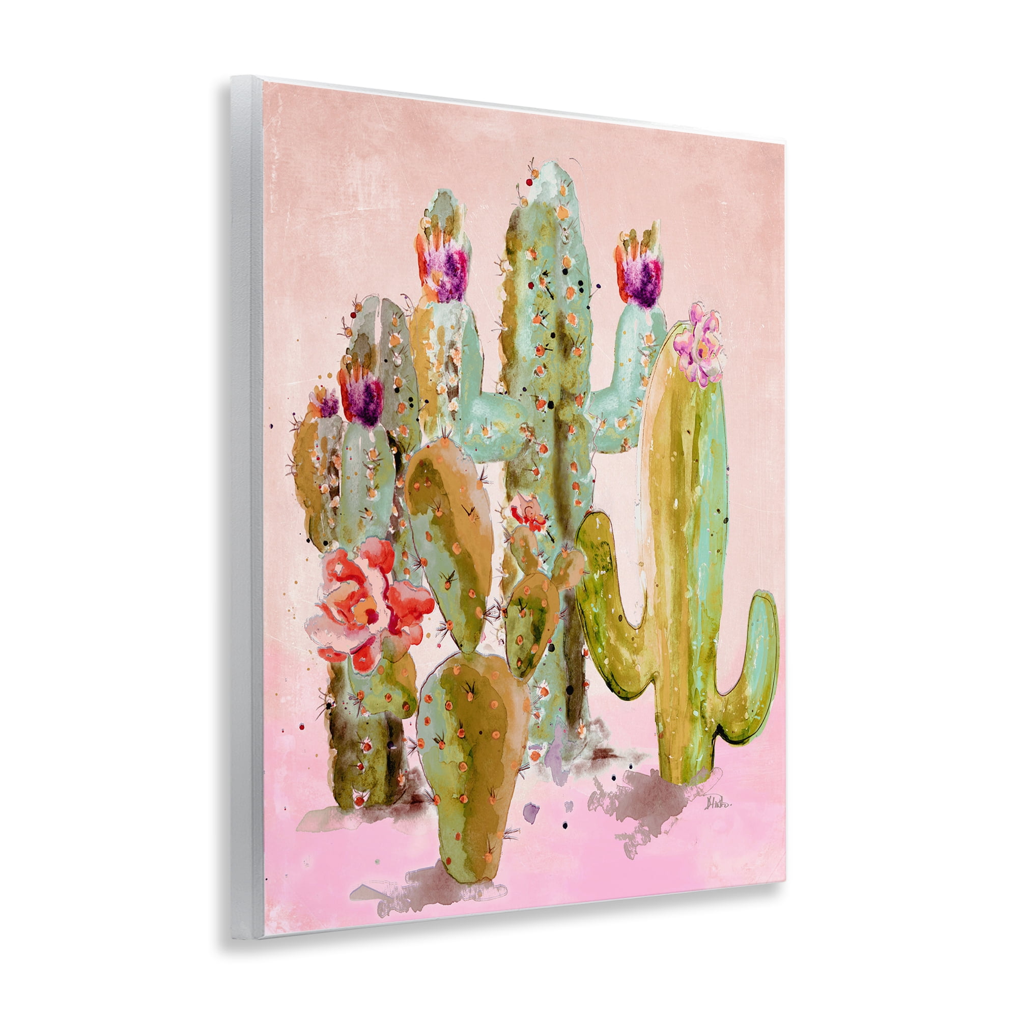 Stupell Industries Fun Floral Cacti Botanical & Floral Painting Unframed Art Print Wall Art, 11 x 14