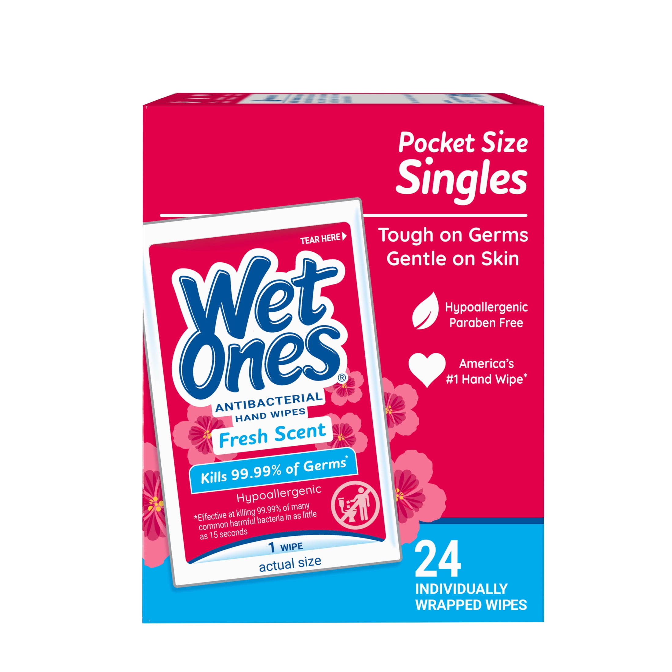 Wet Ones Antibacterial Hand Sanitizer Wipes Fresh Scent 24 Ct Individually Wrapped Travel Packs Walmart