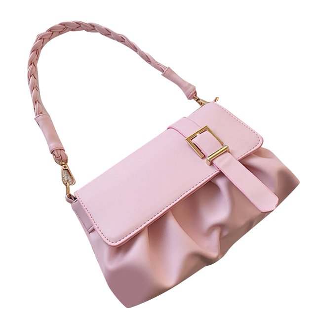 Bolso de mano de PU resistente al agua y a los arañazos para cumpleaños Bolso de hombro plisado de moda para mujer