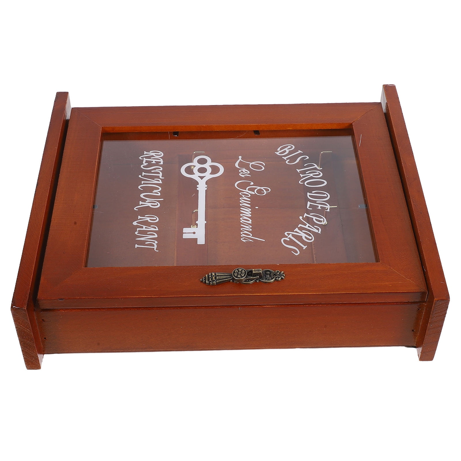 Greenadscape 1Pack Rectangular Wooden Key Box Wall Mount for Home Indoor Use 9.82x8.25x2.28in