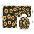 thumbnail image 3 of Black Sunflower Gray Petal Pattern Bathroom Rugs Sets 3 Piece,Toilet Cover Set,Absorbent Non Slip Bathroom Mats Sets with U-Shaped Contour Rug Toilet Rug Set, 3 of 5