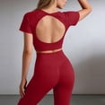 thumbnail image 7 of DHFJKG 2 Piece Workout Sets For Women Gym Outfits Short Sleeve Backless Crop Top High Wasited Leggings Sets Summer Yoga Clothes, 7 of 7
