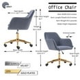 thumbnail image 4 of Modern Swivel Home Office Chair, Cute Mid-Back Velvet Upholstered Computer Desk Chair Armchair with Gold Metal Legs and Universal Wheels, Adjustable Height 360 Swivel Vanity Task Chair, Navy, 4 of 7