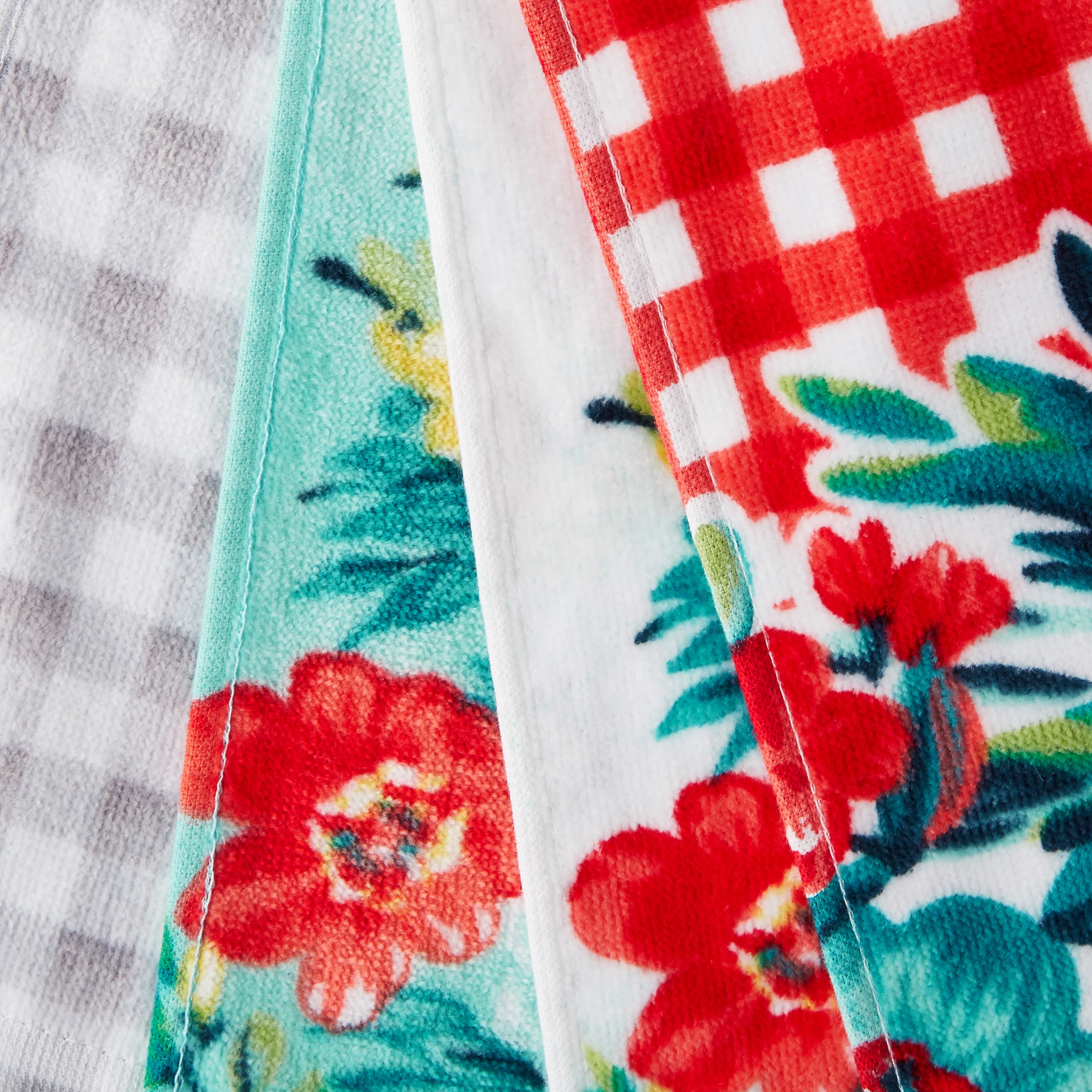 Pioneer Woman Fancy Flourish Floral Kitchen Towels 3Pc Cotton 20W x 30 L