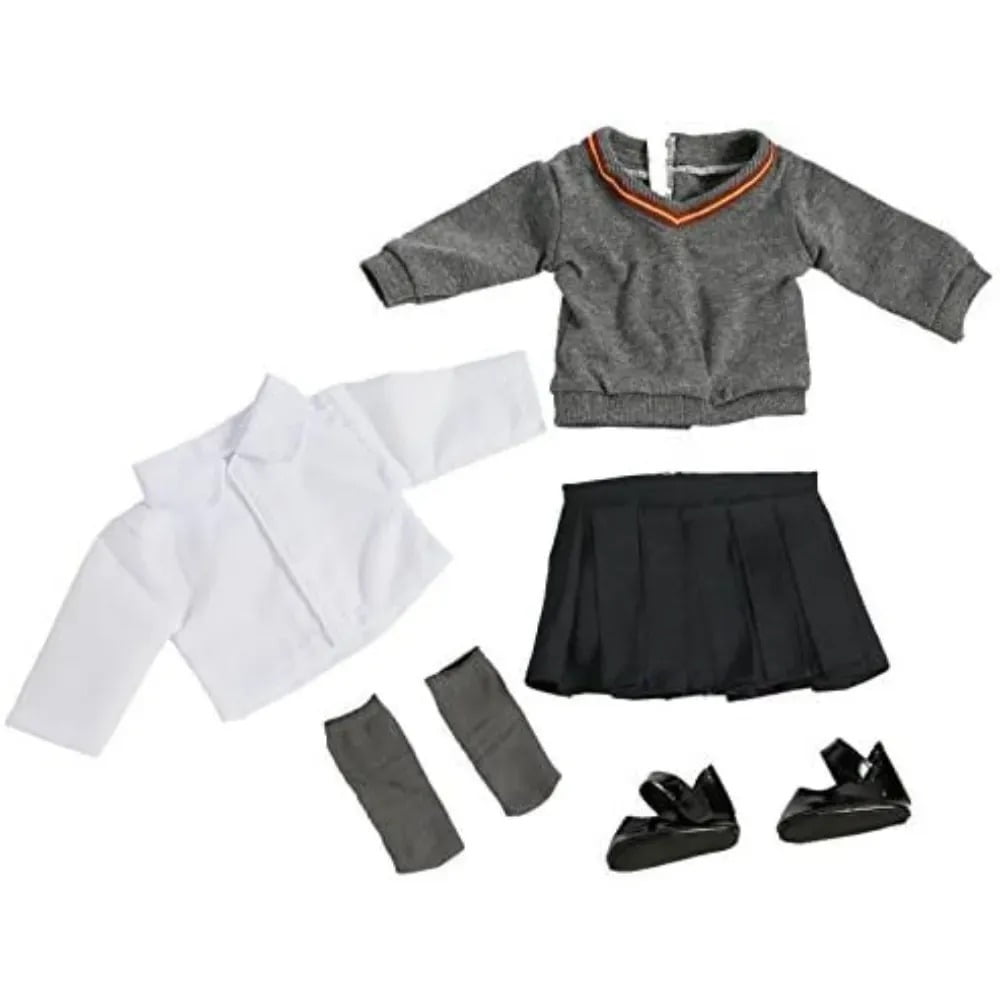 Dress Along Dolly 6pc Hermione Granger Inspired Outfit- 18" Doll Clothes & Accessory Compatible w American Girl Dolls- Hogwarts Like School Uniform- Feat Sweater Shirt Skirt Tie Socks Shoes- Gift Set