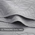 thumbnail image 4 of Bourina Ultrasonic Quilt Set 3-Piece Bedding Set Pre-Washed Microfiber Ultra Soft Lightweight Leaf Bedspread Coverlet Set for All Season, King,Grey, 4 of 8