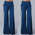 thumbnail image 3 of Manxivoo Women's Pants Womens Casual Loose Low Waisted Wide Leg Pants Drawstring Elastic Waist Straight Leg Trousers Womens Sweatpants Blue XXXXL, 3 of 4