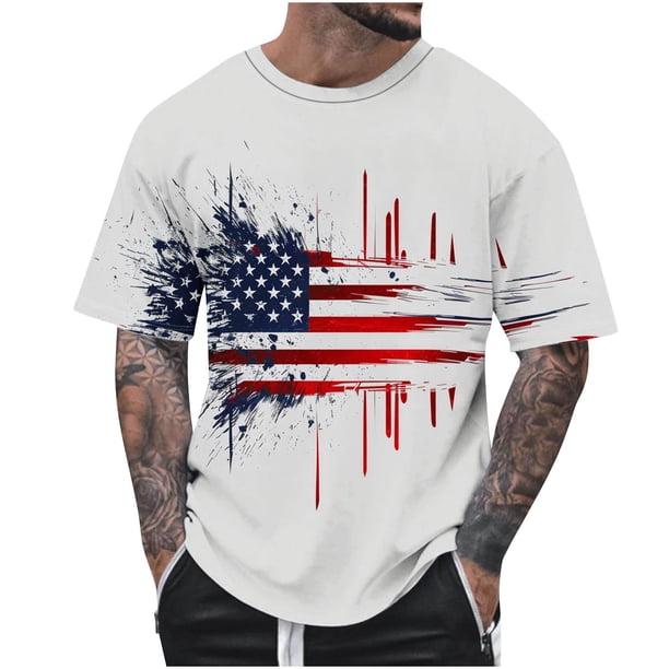 Blusas y camisas de manga corta con cuello en V, moda de verano, camiseta informal de cuello redondo estampada para hombre, top de algodón de imitación para hombre