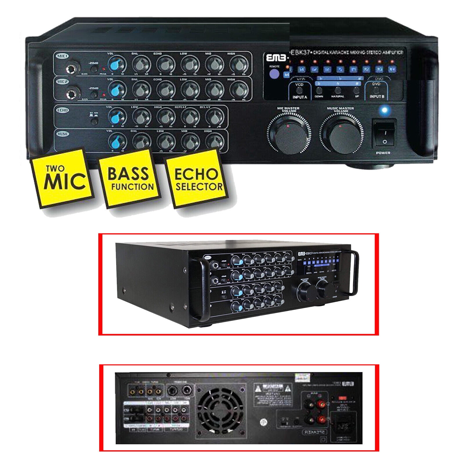 EMB EBK37-2ND Digital Karaoke 700W Amplifier Key Control 2 MICs