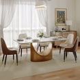 thumbnail image 3 of POVISON 71" Modern Dining Table for 4-6, Rectangular White Glossy Sintered Stone Dining Table with Bronze Carbon Steel Legs, 3 of 14