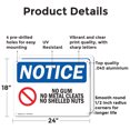 thumbnail image 2 of (2 Pack) No Gum No Metal Cleats No Shelled Nuts OSHA Notice Sign 24 Inch X 18 Inch Indoor / Outdoor Rust-Free Aluminum Metal Signs for Workplace, Workshop, and Construction Site, Made, 2 of 8