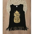 thumbnail image 3 of Styles I Love Baby Toddler Girls Sleeveless Metallic Pineapple Print with Fringe Design Summer Cotton T-Shirt Dress (120/3-4T), 3 of 5