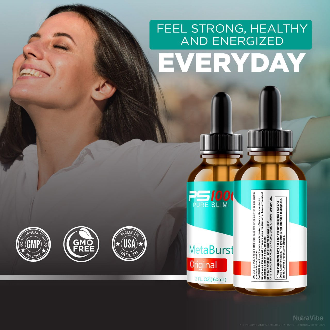 (2 Pack) Pure Slim Metaburst Drops, PureSlim Metaburst Advanced Formula Drops, Maximum Strength Drops for Weight Loss, Pure Slim Metaburst for Overall Health, Official Reviews (120 ml)