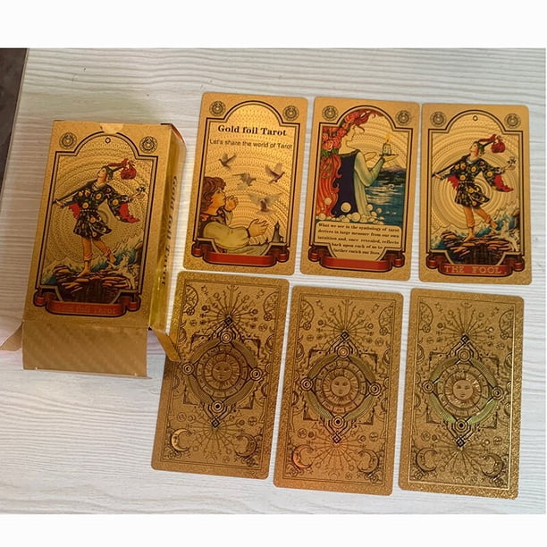Cartas de Tarot de plástico impermeable, cartas de Tarot de lámina dorada, edición completa en inglés, juego de mesa de baraja de mago, enviar reglas en inglés qym unisex