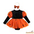 thumbnail image 1 of 3-24 Meses Bebé Niñas Manga Larga Abullonada Romper Con Diadema Trajes De Halloween, 1 of 4