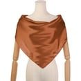thumbnail image 2 of INSPIRE CHIC Women's Satin Neck Scarf Square Silky Solid Neckerchief Head Wrap Bandanas Caramel 90x90cm/35.4x35.4 inches(LxW), 2 of 6