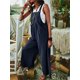 thumbnail image 4 of Txlixc Babero de ocio femenino, pantalones de verano sin mangas de piernas anchas de color sólido, con bolsillos Txlixc moda, 4 of 8