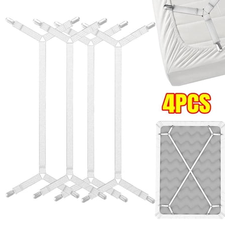 4PCS Bed Sheet Holder Straps Criss-Cross - Sheets Stays Suspenders Keeping Fitted Or Flat Bedsheet in Place - for Twin Queen King Mattress Holders
