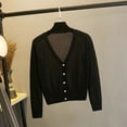 thumbnail image 3 of Knit Cardigan Women's Small Short V-neck Long Sleeve Thin Jacket, 3 of 4