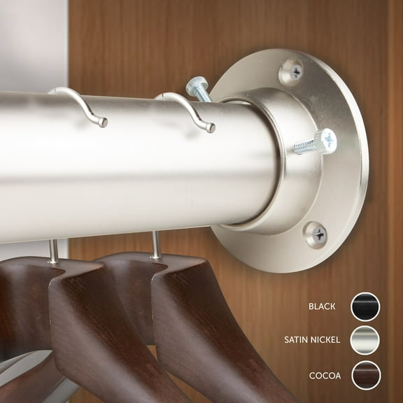 1.5 inch Adjustable 66-115" Room Divider/Closet Rod (Rod and Socket Set) - Cocoa