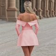 thumbnail image 5 of Women Mini Dress Off Shoulder Long Sleeve A Line Dress Short Formal Dresses Party Clubwear Pink L, 5 of 6