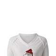 thumbnail image 4 of Suéter navideño para mujer, sudadera con cuello en V de manga larga con patrón de letras/vidrio XBTCLXEBCO Blanco;XL, 4 of 6