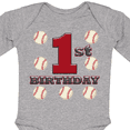 thumbnail image 4 of Inktastic First Birthday Baseball Boys Long Sleeve Baby Bodysuit, 4 of 5