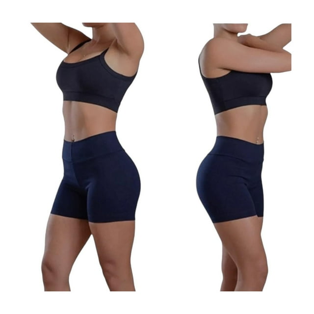 Leggins cortos de algodón azul marino para mujer