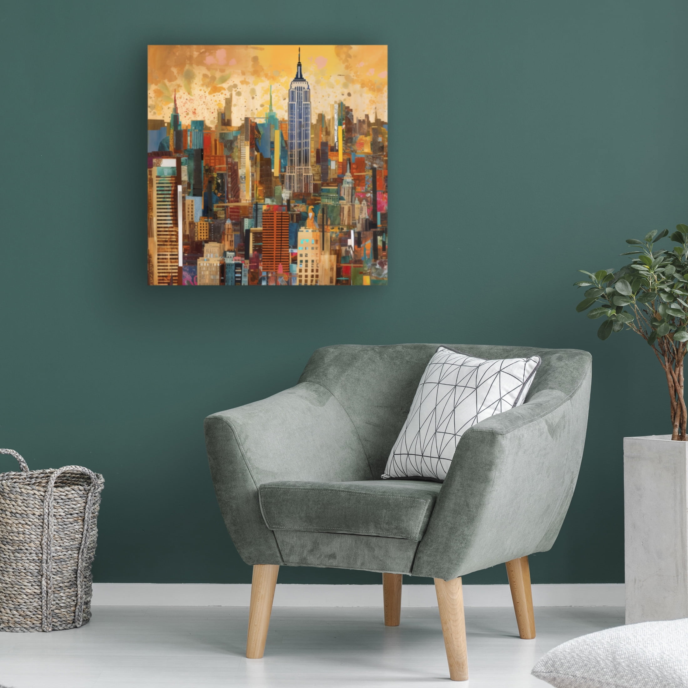 Canvas Wall Art - Ray Heere 'Pop Art New York Gold 4' Wall Art for Living Room, Bedroom, or Office Décor by Trademark Fine Art - 24 x 24 Inches