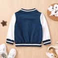 thumbnail image 3 of Ticikt Soft Cotton Kids Letter Baseball Jacket, Color Block Raglan Sleeve Warm Outerwear for Back To School Children,Blue, 3 of 4