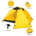 thumbnail image 4 of 2 Person Yellow 4 Season Waterproof Double Layer Camping Tent for Hiking Mountaineering Travel, 4 of 7