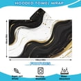 thumbnail image 2 of Black White Gold Marble Pattern Hooded Bath Towel，60"x35" for Ages 3 To 12 Kids, Quick Dry Lightweight Soft Microfiber Hood Beach Towel Cover Up for Kids, 2 of 7