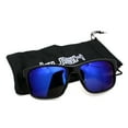 thumbnail image 2 of Premium Kush Polarized Sport Horn Rim Color Mirror Sunglasses Blue Logo Blue Mirror, 2 of 4