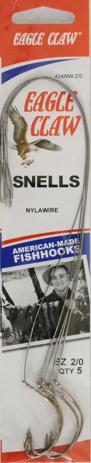 (2 pack) Eagle Claw 424NWH-2/0 Nylawire Snell Kahle, Nickel, Size 2/0 Hook