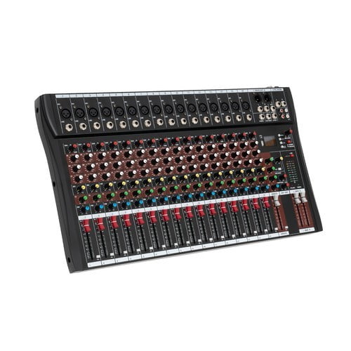 Multifunctional Audio Mixer, 16 Input Channels, Bluetooth & USB Connectivity, 3-Band EQ, for Live Sound & Recording