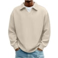 thumbnail image 2 of Donemore Men's Solid Color Long Sleeve Turn-Down Collar Knitted Pullover Sweater Breathable Casual Versatile, 2 of 8