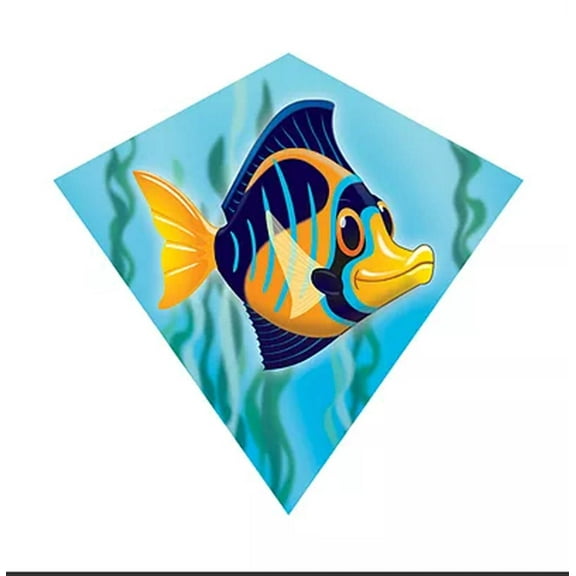 WINDNSUN 18'' Mini Diamond Nylon Kite with Skytails-Handle & Line Included- (AngelFish)