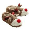 thumbnail image 3 of Rokment Christmas Reindeer Slippers for Women Girls Cute Animal Deer Fuzzy House Socks with Soft Non Slip Sole Indoor Bedroom Slip on Booties Shoes Brown Size 5, 3 of 8