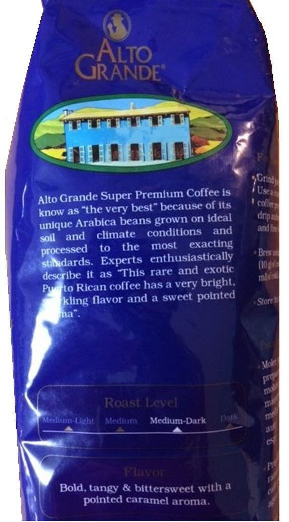 Alto Grande Premium Whole Bean Coffee, 100 Percent Puerto Rico Arabica, Medium Dark Roast, 2 Lbs Bag