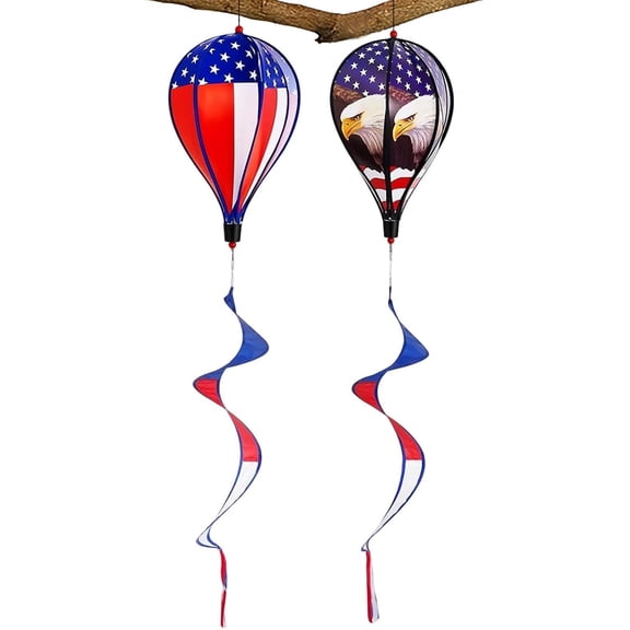2 Pcs Hot Air Balloon Wind Spinner, 43 Inch Outdoor Hanging Decor for Yard Patio