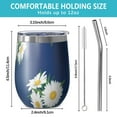 thumbnail image 5 of 12oz Stemless Wine Tumblers Navy Daisy Flower White Blooms Pattern Vacuum Insulated Stainless Steel Travel Tumbler Cups Mug with Lid and Straw for Champaign,Cocktail,Beer with Cleaning Brush, 5 of 5