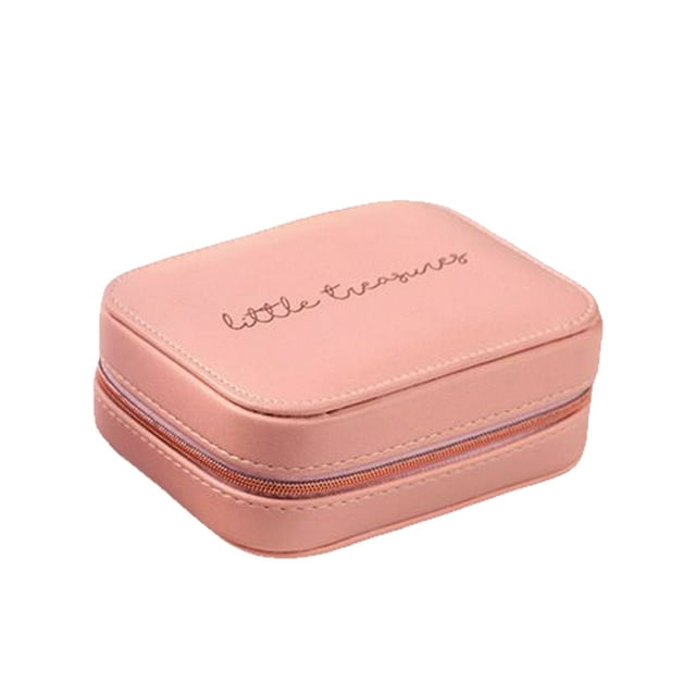 ZheElen Leather Jewelry Organizer Zipper Storage Box Earrings Bangle Portable Holder for Home Travel Multifunction Case Red Red