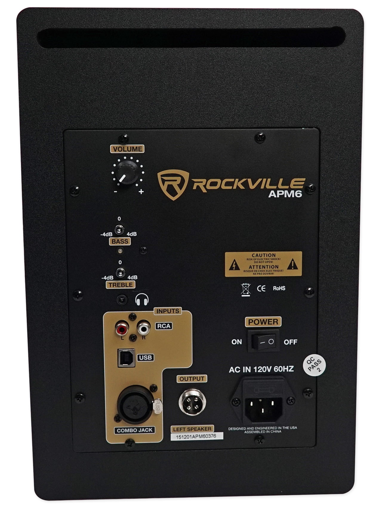 Pair Rockville APM6B 6.5" 2-Way 350 Watt USB Studio Monitors+36" Stands+Pads