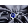 thumbnail image 4 of Antique 2.05 Carat 7mm Cushion Cut Blue Sapphire Moissanite Diamond Halo Engagement Ring In 10K White Gold, Promise Ring, Anniversary Ring, 4 of 5