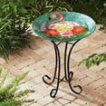 thumbnail image 2 of Teamson Home 17.8" Outdoor Handpainted Flamingo Glass Birdbath, Multicolor, 2 of 5