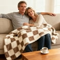thumbnail image 2 of Yhmxh Buffalo Checkerboard Throw Blanket Grid Fluffy Microfiber Knitted Throw Blanket Cozy Lightweight Checkered Bed Blanket, Warmer Comfort Lightweight Bed Blanket for Sofa Couch Bed Living Room, 2 of 7
