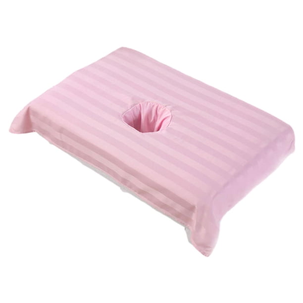 Toalla de masaje facial con orificio para la cara, cómoda funda de mesa, funda de cama de algodón suave. Rosa